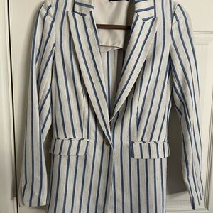 Black Tape Blue and White Striped Blazer